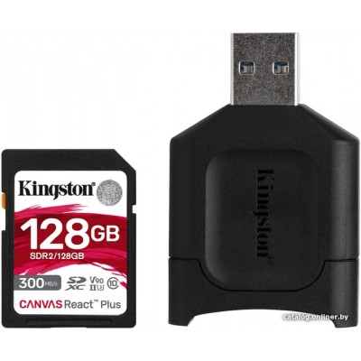 Карта памяти Kingston Canvas React Plus SDXC 128GB (с кардридером)