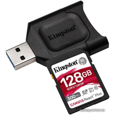 Карта памяти Kingston Canvas React Plus SDXC 128GB (с кардридером)