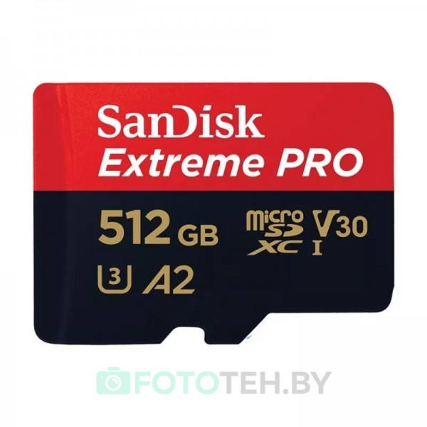 Карта памяти SanDisk 512GB Extreme Pro MicroSDXC 200/140 MB/s A2 V30 UHS-I U3 (SDSQXCD-512G-GN6MA)