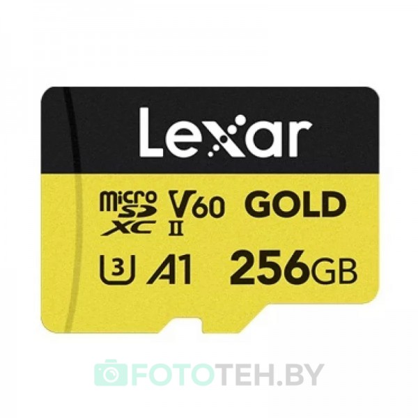 Карта памяти 256GB Lexar GOLD microSDXC UHS-II (W/R 280/100mb/s) C10 A1 V60 U3 (LMSGOLD256G-BNNNG)