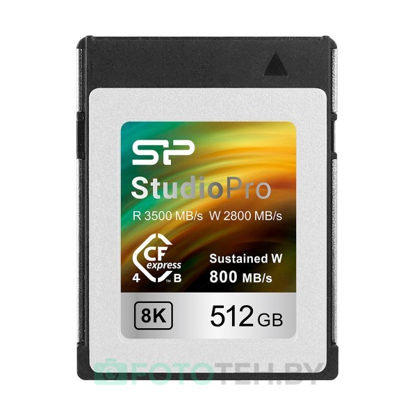 Карта памяти Silicon Power CFexpress 4.0 Type B 512GB StudioPro (R3500/W3100) — сверхбыстрая карта памяти для 8K RAW и серийной съемки
